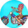 Pop Art Pin Up Illustration Of A Sexy Biker Girl Sticker