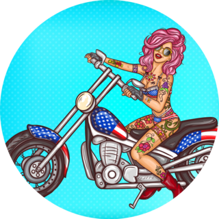 Pop Art Pin Up Illustration Of A Sexy Biker Girl Sticker
