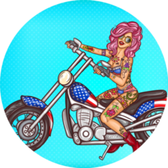 Pop Art Pin Up Illustration Of A Sexy Biker Girl Sticker