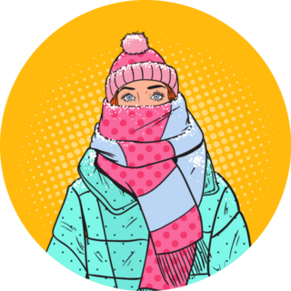 Pop Art Portrait Of Woman In Winter Sticker