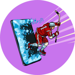 Pop Art Retro Hockey Illustration Smartphone Sticker