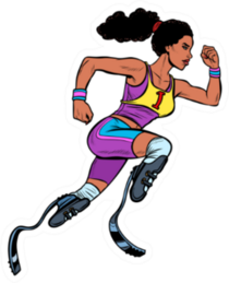 Pop Art Retro Leg Prostheses Track Athlete Illustration Sticker