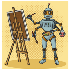 Pop Art Robot Painter Sticker