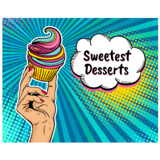 Pop Art Sweetest Desserts Cupcake Sticker