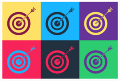 Pop Art Target With Arrow And Target Archery Icon Sticker