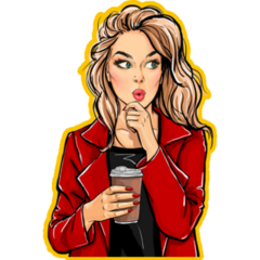 Pop Art Woman & Coffee Sticker