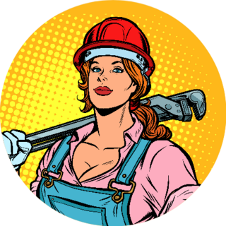 Pop Art Woman Plumber Mechanic With Wrench Sticker