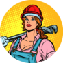 Pop Art Woman Plumber Mechanic With Wrench Sticker