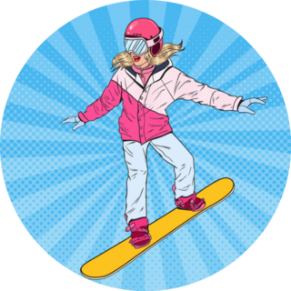 Pop Art Woman Snowboarder On The Slopes Sticker