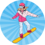Pop Art Woman Snowboarder On The Slopes Sticker