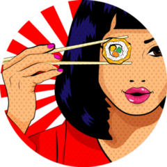 Pop Art Woman Sushi Sticker