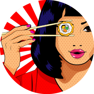 Pop Art Woman Sushi Sticker