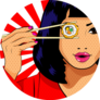 Pop Art Woman Sushi Sticker