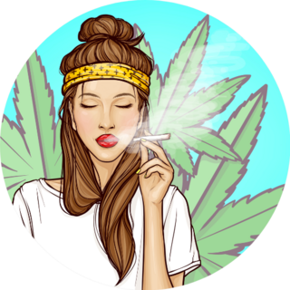 Pop Art Young Woman Smoking Cannabis Sticker