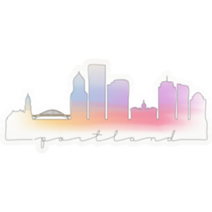 Portland, Or, Usa Skyline Watercolor City Illustration Sticker