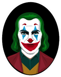 Portrait Of A Clown With Green Hair And Red Nose Sticker