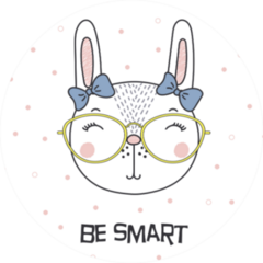 Portrait Of A Cute Funny Cartoon Bunny Girl In Glasses Sticker