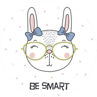 Portrait Of A Cute Funny Cartoon Bunny Girl In Glasses Sticker