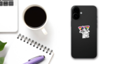 Portrait Of A Giraffe Its Good To See You Lettering Sticker on a Phone (New) example