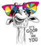 Portrait Of A Giraffe Its Good To See You Lettering Sticker