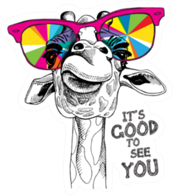 Portrait Of A Giraffe Its Good To See You Lettering Sticker