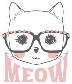 Portrait Of A Little Kitty With Glasses Sticker