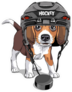 Portrait Of A Puppy Beagle In A Ice Hockey Helmet Sticker