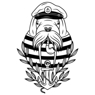 Portrait Of A Walrus Marine Captain Sticker