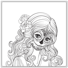 Portrait Of Beautiful Girl In Halloween Day Of The Dead Sticker