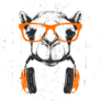Portrait Of Camel With Glasses And Headphones Sticker