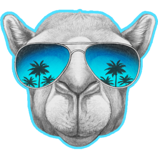 Portrait Of Camel With Mirror Glasses Blue Sticker