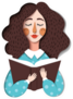 Portrait Of Cute Brunette Girl Reading Book Sticker