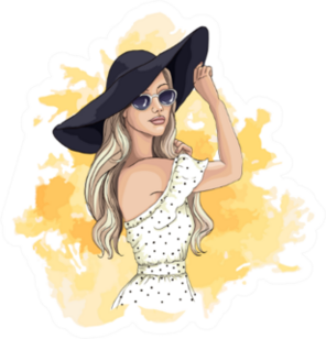 Portrait Of Fashionable Woman Sticker