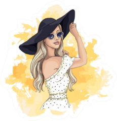 Portrait Of Fashionable Woman Sticker