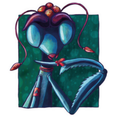 Portrait Of Frida Kahlo Praying Mantis Sticker