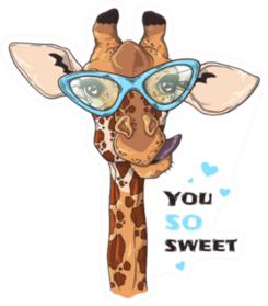 Portrait Of Funny Giraffe In Custom Glasses Sticker