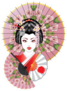 Portrait Of Geisha With Oriental Fan Sticker