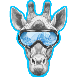 Portrait Of Giraffe With Ski Goggles Sticker