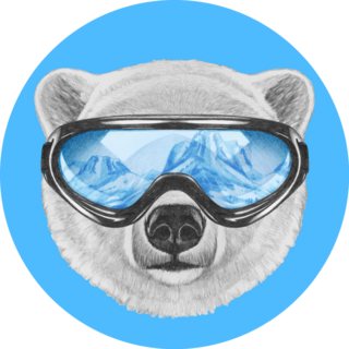 Portrait Of Polar Bear With Ski Goggles Sticker