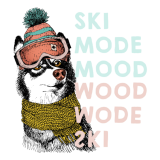 Portrait Of Siberian Husky Dog Ski Mode Mood Sticker