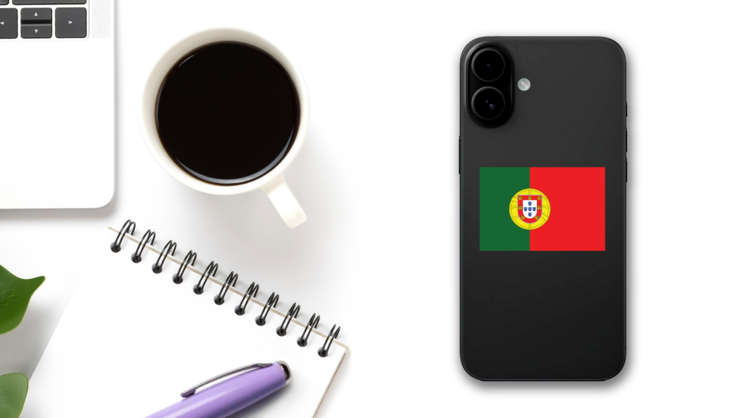 Portugal Flag Sticker on a Phone (New) example