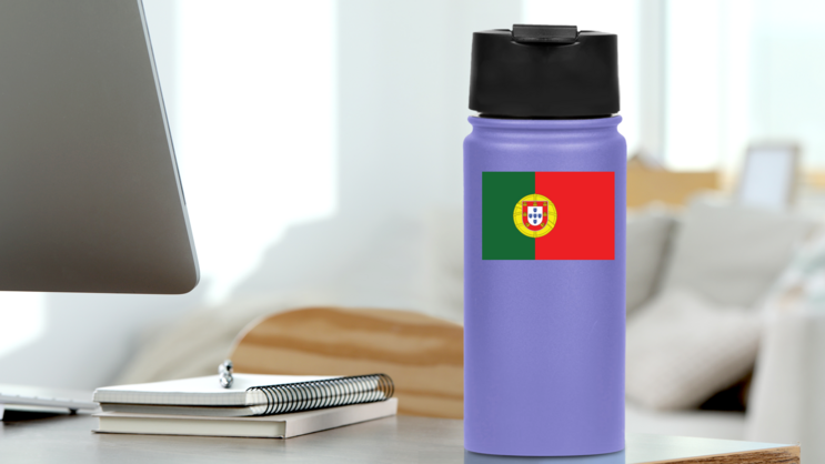 Portugal Flag Sticker on a Water Bottle (New) example