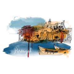 Portugal Hand Drawn Beautiful Watercolor Sticker