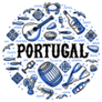 Portugal Landmarks In Round Blue Sticker