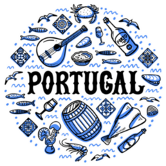 Portugal Landmarks In Round Blue Sticker