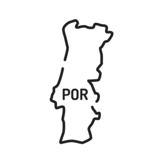 Portugal Map Black Line Lettering Icon Sticker
