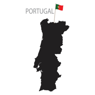 Portugal Map Silhouette With Flag Sticker