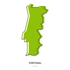 Portugal Outline Map With Green Colour Sticker