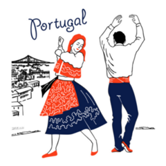 Portugal, Portuguese Folk Dance Landscape Sticker