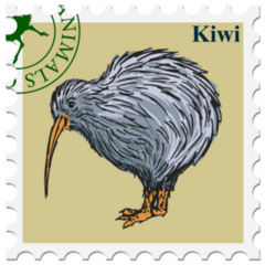 Post Stamp With Kiwi Bird New Zealand Sticker